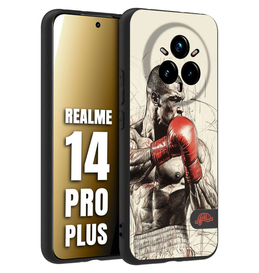 CUSTOMIZZA - Custodia cover nera morbida in tpu compatibile per Realme 14 PRO PLUS pugilato pugili disegno tattoo guantoni box sport ring