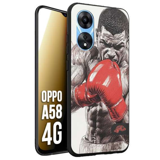 CUSTOMIZZA - Custodia cover nera morbida in tpu compatibile per Oppo A58 4G pugilato pugili disegno tattoo guantoni box pesi massimi gancio