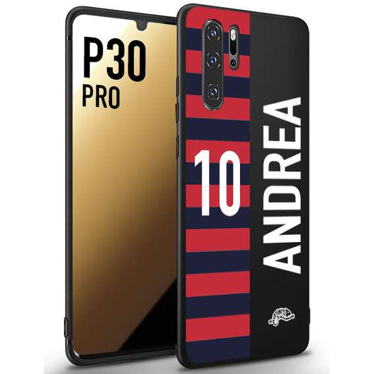 CUSTOMIZZA - Custodia cover nera morbida in tpu compatibile per Huawei P30 PRO personalizzata calcio football nome e numero calciatori rossoblu