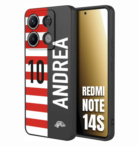 CUSTOMIZZA - Custodia cover nera morbida in tpu compatibile per Xiaomi Redmi Note 14S personalizzata calcio football nome e numero calciatori bianco rossa