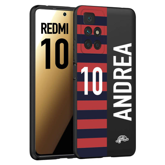 CUSTOMIZZA - Custodia cover nera morbida in tpu compatibile per Xiaomi Redmi 10 personalizzata calcio football nome e numero calciatori rossoblu