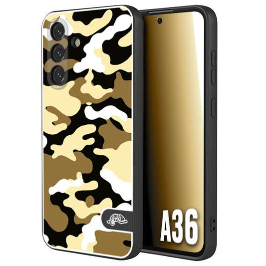 CUSTOMIZZA - Custodia cover nera morbida in tpu compatibile per Samsung A36 camouflage mimetico militare giallo desert brown