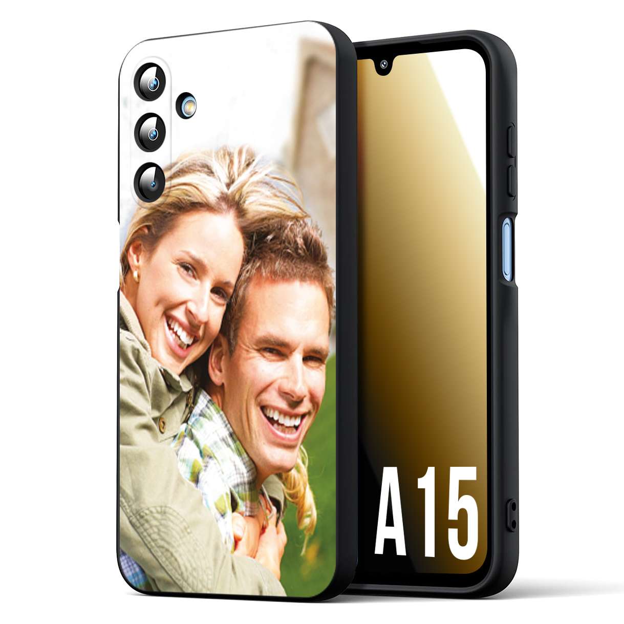 CUSTOMIZZA - Custodia cover nera morbida in tpu compatibile per Samsung A15 5G personalizzata con foto immagine scritta a piacere