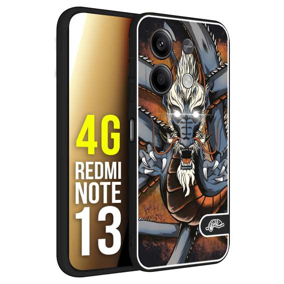 CUSTOMIZZA - Custodia cover nera morbida in tpu compatibile per Xiaomi Redmi Note 13 4G drago giapponese tattoo japan dragon
