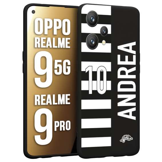 CUSTOMIZZA - Custodia cover nera morbida in tpu compatibile per Realme 9 5G - 9 PRO personalizzata calcio football nome e numero calciatori bianconera
