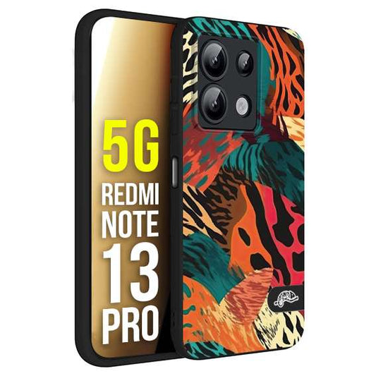 CUSTOMIZZA - Custodia cover nera morbida in tpu compatibile per Xiaomi Redmi Note 13 PRO 5G leopardato tigrato tiger colorata summer arancio verde fucsia