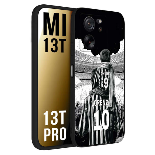 CUSTOMIZZA - Custodia cover nera morbida in tpu compatibile per Xiaomi 13T - 13T PRO personalizzata calcio football nome e numero calciatori bianconeri bianca e nera