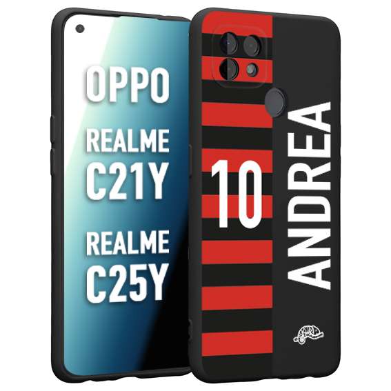 CUSTOMIZZA - Custodia cover nera morbida in tpu compatibile per Realme C21Y - C25Y personalizzata calcio football nome e numero calciatori rossonera