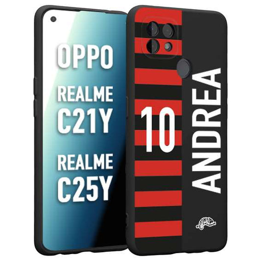 CUSTOMIZZA - Custodia cover nera morbida in tpu compatibile per Realme C21Y - C25Y personalizzata calcio football nome e numero calciatori rossonera