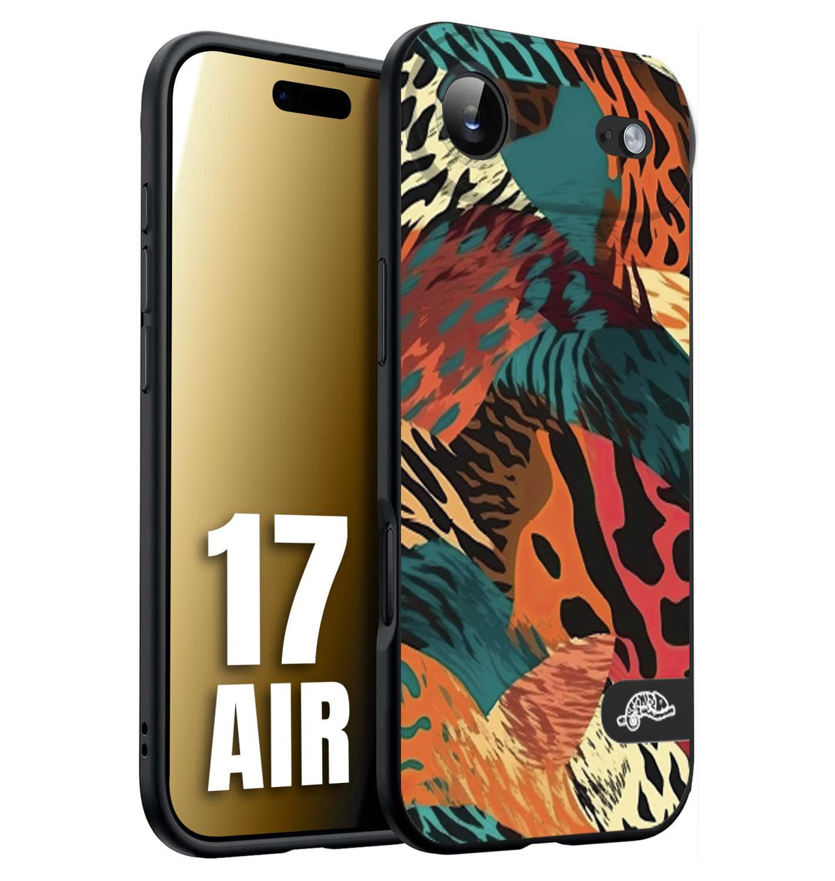 CUSTOMIZZA - Custodia cover nera morbida in tpu compatibile per iPhone 17 AIR leopardato tigrato tiger colorata summer arancio verde fucsia