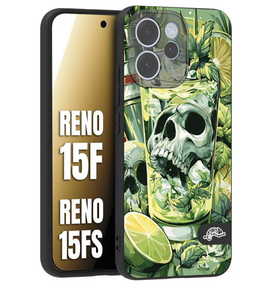 CUSTOMIZZA - Custodia cover nera morbida in tpu compatibile per Oppo Reno 15 F - Reno 15 FS Mojito cocktail teschio illustrazione drink lime menta ghiacci tropicale street art