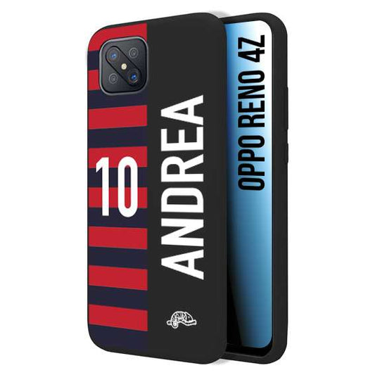 CUSTOMIZZA - Custodia cover nera morbida in tpu compatibile per Oppo Reno 4Z personalizzata calcio football nome e numero calciatori rossoblu