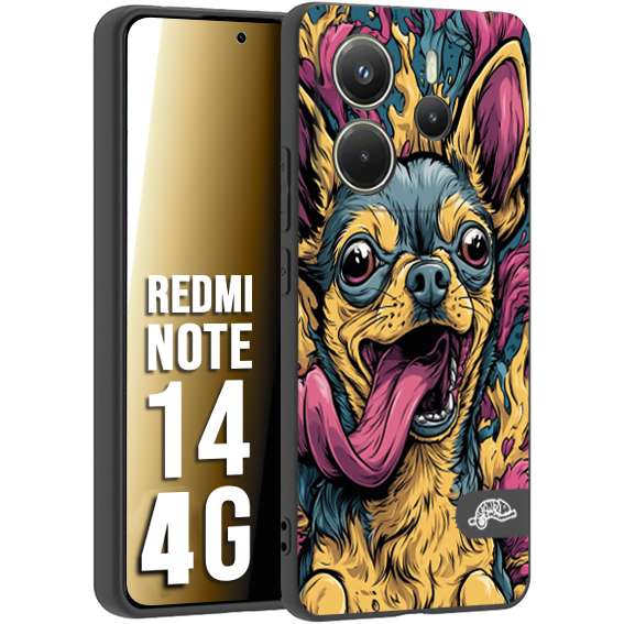 CUSTOMIZZA - Custodia cover nera morbida in tpu compatibile per Xiaomi Redmi Note 14 4G Chihuahua illustrazione cane pop art cane street art cartone animato