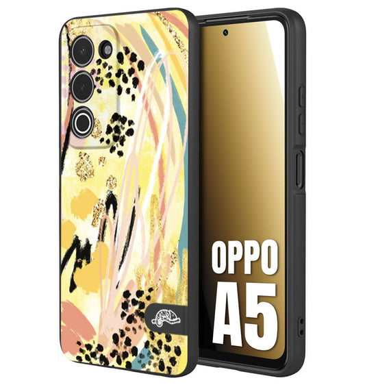 CUSTOMIZZA - Custodia cover nera morbida in tpu compatibile per Oppo A5 astratti donna flower fantasia estate gialla rosa leopardata
