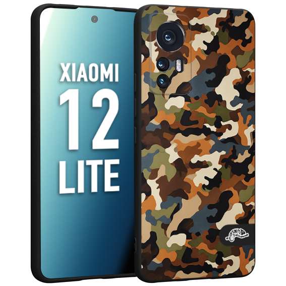 CUSTOMIZZA - Custodia cover nera morbida in tpu compatibile per Xiaomi 12 LITE camouflage mimetico militare moderno blu marrone beige