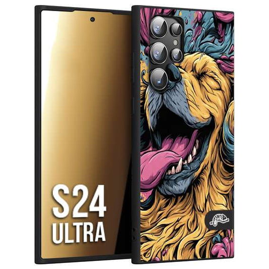 CUSTOMIZZA - Custodia cover nera morbida in tpu compatibile per Samsung S24 ULTRA Golden Retriever illustrazione cane pop art cane street art cartone animato