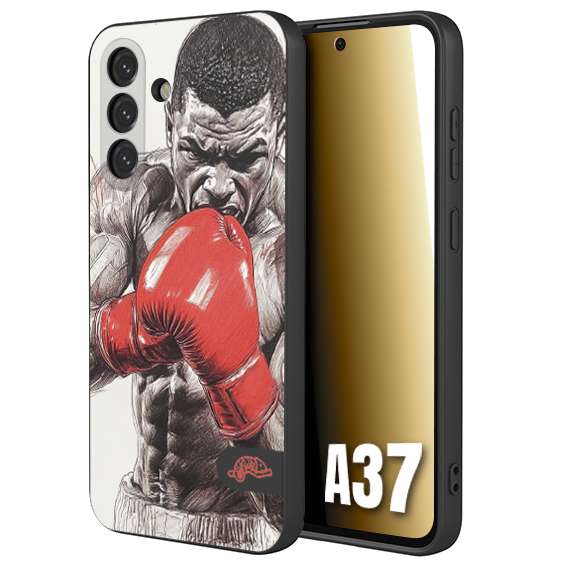 CUSTOMIZZA - Custodia cover nera morbida in tpu compatibile per Samsung A37 pugilato pugili disegno tattoo guantoni box pesi massimi gancio