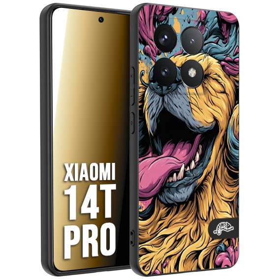 CUSTOMIZZA - Custodia cover nera morbida in tpu compatibile per Xiaomi 14T PRO Golden Retriever illustrazione cane pop art cane street art cartone animato
