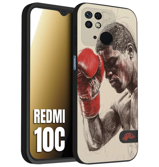 CUSTOMIZZA - Custodia cover nera morbida in tpu compatibile per Xiaomi Redmi 10C pugilato pugili disegno tattoo guantoni boxer pesi massimi