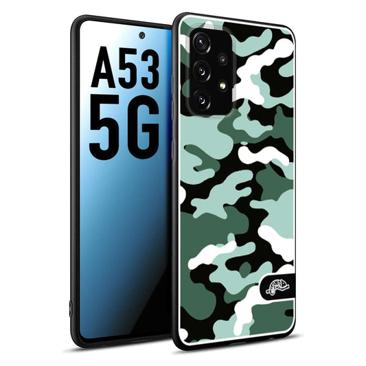 CUSTOMIZZA - Custodia cover nera morbida in tpu compatibile per Samsung A53 5G camouflage mimetico militare verde green