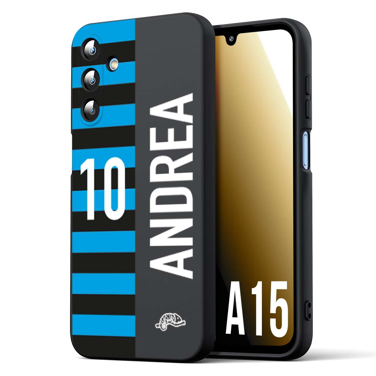 CUSTOMIZZA - Custodia cover nera morbida in tpu compatibile per Samsung A15 5G personalizzata calcio football nome e numero calciatori nerazzurra