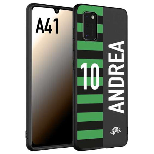 CUSTOMIZZA - Custodia cover nera morbida in tpu compatibile per Samsung A41 personalizzata calcio football nome e numero calciatori neroverde