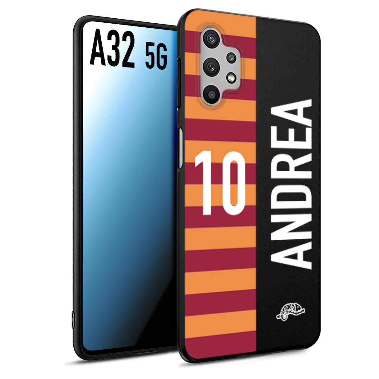 CUSTOMIZZA - Custodia cover nera morbida in tpu compatibile per Samsung A32 5G personalizzata calcio football nome e numero calciatori giallo rossi