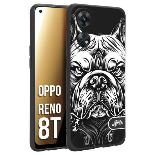 CUSTOMIZZA - Custodia cover nera morbida in tpu compatibile per Oppo Reno 8T bulldog bianco a rilievo disegnato tattoo tatuaggio