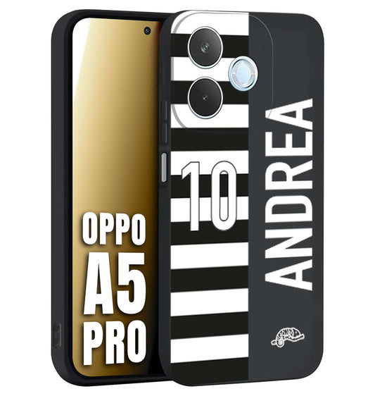 CUSTOMIZZA - Custodia cover nera morbida in tpu compatibile per Oppo A5 PRO personalizzata calcio football nome e numero calciatori bianconera