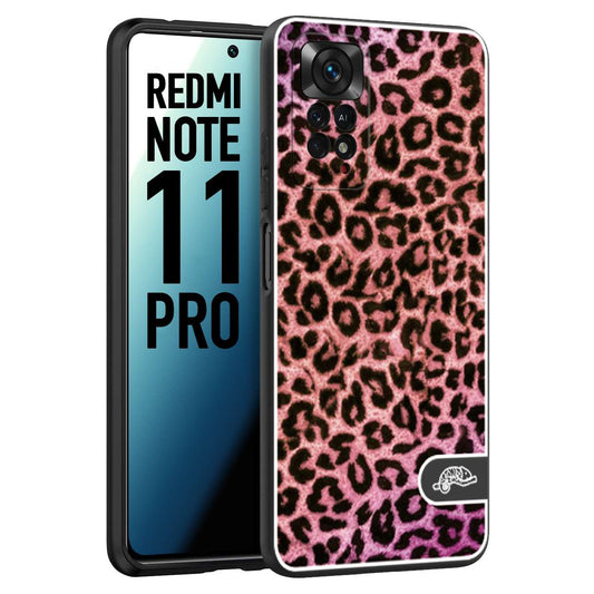 CUSTOMIZZA - Custodia cover nera morbida in tpu compatibile per Xiaomi Redmi Note 11 PRO leopardato maculato donna rosa leopard