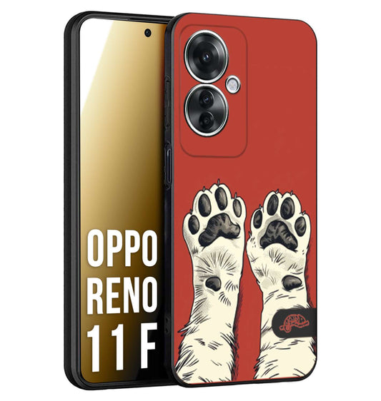 CUSTOMIZZA - Custodia cover nera morbida in tpu compatibile per Oppo Reno 11 F 5G zampe di gatto cat paws rossa red disegnata fumetto cartoon