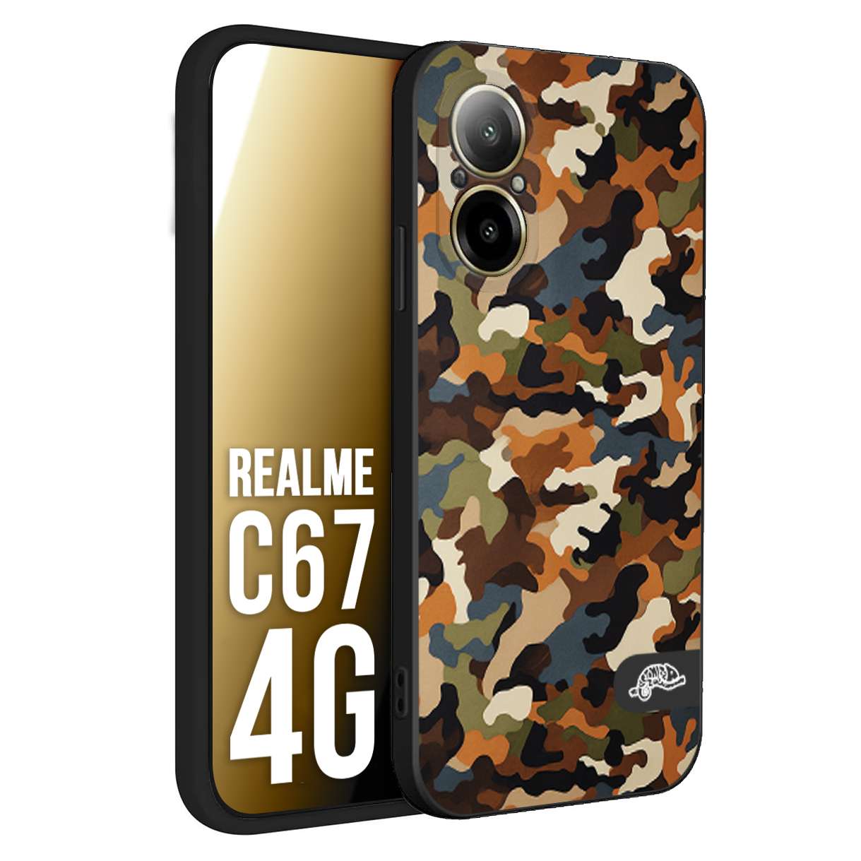 CUSTOMIZZA - Custodia cover nera morbida in tpu compatibile per Oppo C67 4G camouflage mimetico militare moderno blu marrone beige