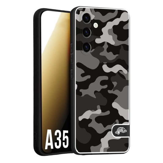 CUSTOMIZZA - Custodia cover nera morbida in tpu compatibile per Samsung A35 5G camouflage mimetico militare verde green