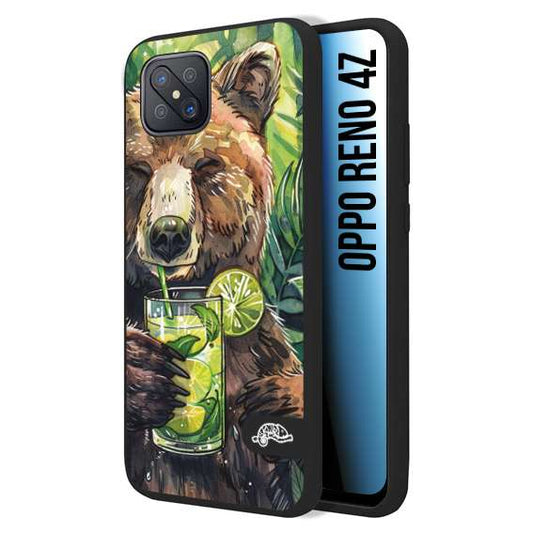 CUSTOMIZZA - Custodia cover nera morbida in tpu compatibile per Oppo Reno 4Z estate disegnata cocktails animali simpatici orso bear negroni