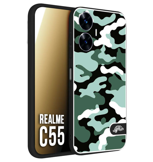 CUSTOMIZZA - Custodia cover nera morbida in tpu compatibile per Realme C55 camouflage mimetico militare verde green