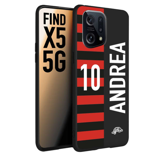 CUSTOMIZZA - Custodia cover nera morbida in tpu compatibile per Oppo Find X5 personalizzata calcio football nome e numero calciatori rossonera