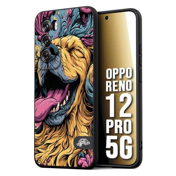 CUSTOMIZZA - Custodia cover nera morbida in tpu compatibile per Oppo Reno 12 PRO 5G Golden Retriever illustrazione cane pop art cane street art cartone animato