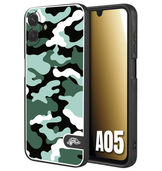 CUSTOMIZZA - Custodia cover nera morbida in tpu compatibile per Samsung A05 camouflage mimetico militare verde green
