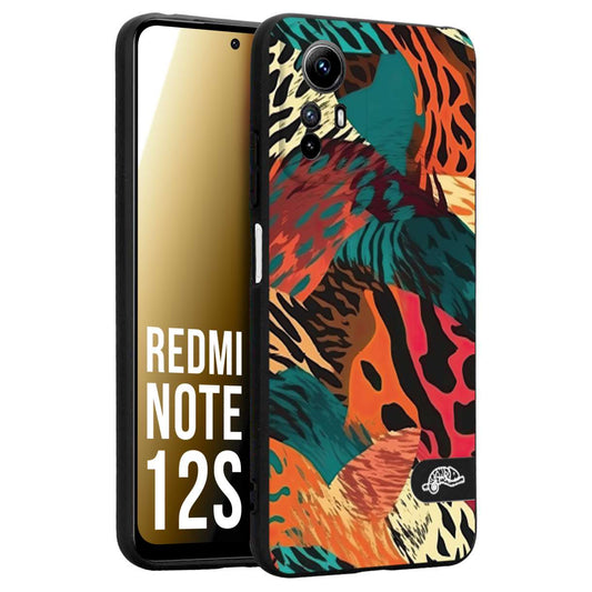 CUSTOMIZZA - Custodia cover nera morbida in tpu compatibile per Xiaomi Redmi Note 12S leopardato tigrato tiger colorata summer arancio verde fucsia