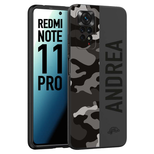 CUSTOMIZZA - Custodia cover nera morbida in tpu compatibile per Xiaomi Redmi Note 11 PRO camouflage mimetico militare personalizzata nome