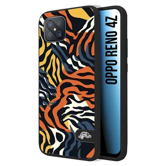 CUSTOMIZZA - Custodia cover nera morbida in tpu compatibile per Oppo Reno 4Z leopardato maculato tigrato tiger colorata gialla blu arancio