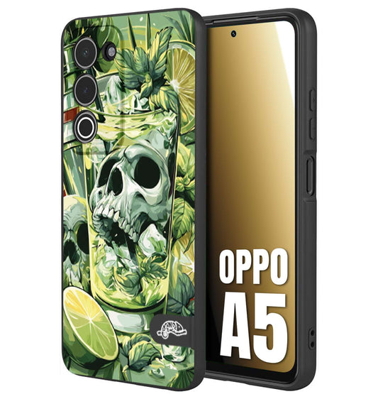 CUSTOMIZZA - Custodia cover nera morbida in tpu compatibile per Oppo A5 Mojito cocktail teschio illustrazione drink lime menta ghiacci tropicale street art
