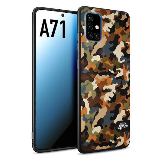 CUSTOMIZZA - Custodia cover nera morbida in tpu compatibile per Samsung A71 camouflage mimetico militare moderno blu marrone beige