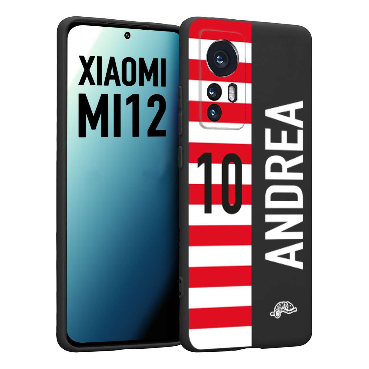 CUSTOMIZZA - Custodia cover nera morbida in tpu compatibile per Xiaomi 12 5G personalizzata calcio football nome e numero calciatori bianco rossa