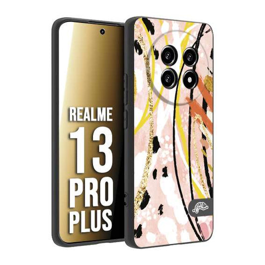 CUSTOMIZZA - Custodia cover nera morbida in tpu compatibile per Realme 13 PRO PLUS fiori astratti donna zebrato leopardato fantasia dorata gialla rosa colorata