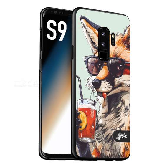 CUSTOMIZZA - Custodia cover nera morbida in tpu compatibile per Samsung S9 estate disegnata cocktails animali simpatici fox volpe negroni