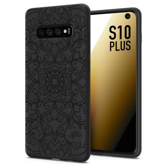 CUSTOMIZZA - Custodia cover nera morbida in tpu compatibile per Samsung S10 PLUS mandala nero fiore vedo non vedo donna