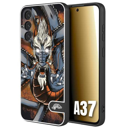 CUSTOMIZZA - Custodia cover nera morbida in tpu compatibile per Samsung A37 drago giapponese tattoo japan dragon