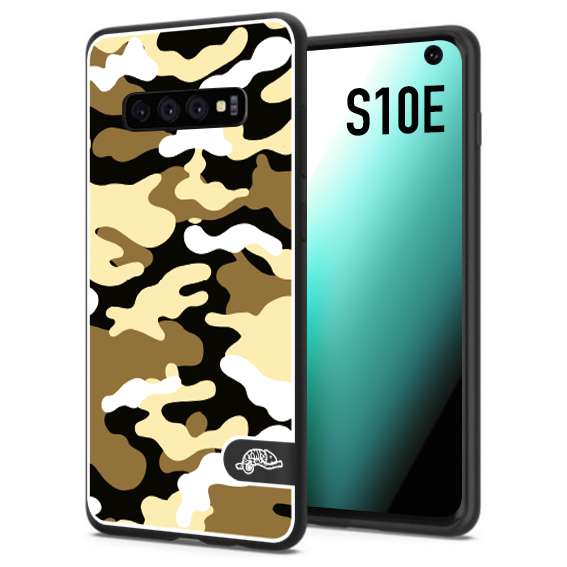 CUSTOMIZZA - Custodia cover nera morbida in tpu compatibile per Samsung S10E camouflage mimetico militare giallo desert brown