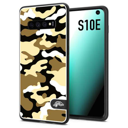 CUSTOMIZZA - Custodia cover nera morbida in tpu compatibile per Samsung S10E camouflage mimetico militare giallo desert brown